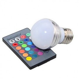 3W RGB E27 Bulb Lamp / Remote Control Colorful LED Bulb(AC 85-265V)