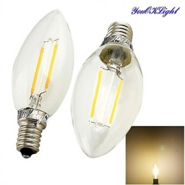 2PCS New Approvel E14 2xCOB 2W 200LM Warm White Edison Candle Bulbs LED Filament chandelier Light(220-240V)