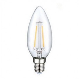 2W E14 LED Filament Bulbs C35 2PCS COB 220LM lm Warm White Decorative AC 220-240 V