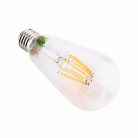 8W E26/E27 LED Filament Bulbs ST64 8 COB 700-800 lm Warm White Decorative AC 85-265 / AC 220-240 / AC 110-130 V 1 pcs