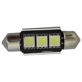 6pcs Festoon 36mm 1W 3x5050SMD 60-70LM 6000-6500K Cool White Light LED Car Light (DC 12V)