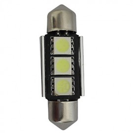 6pcs Festoon 36mm 1W 3x5050SMD 60-70LM 6000-6500K Cool White Light LED Car Light (DC 12V)