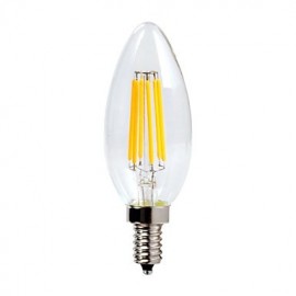 1 pcs E12 6W 6 COB 600 lm Warm White C35 edison Vintage LED Filament Bulbs Dimmable AC 110-130 V