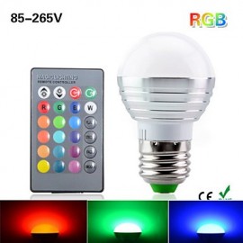 3W E14 / GU10 / E27 Globe Bulbs 1 High Power LED 200 lm RGB Dimmable / Remote-Controlled / Decorative AC 85-265 V 1 pcs