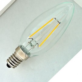 1 pcs E14 1.5W / 2W 2 COB 200 lm Warm White C35 edison Vintage LED Filament Bulbs AC 220-240 V