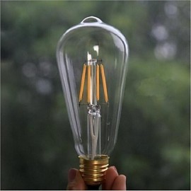 6W E26/E27 LED Globe Bulbs ST64 4 High Power LED 220-280 lm Warm White Decorative AC 220-240 V 1 pcs