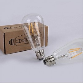 6W E26/E27 LED Globe Bulbs ST64 4 High Power LED 220-280 lm Warm White Decorative AC 220-240 V 1 pcs