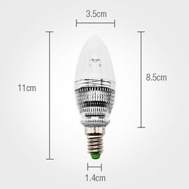 3W E14 LED Candle Lights C35 1 High Power LED 240 lm Natural White Dimmable AC 85-265 V