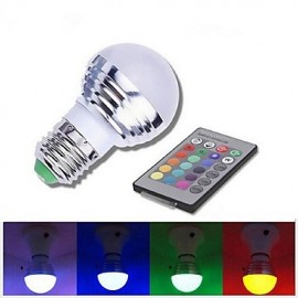 E27 85V-265V 100-180Lm 3W RGB Remote Control LED Colorful Bulbs