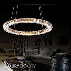 LED Crystal Pendant Lights Lighting Lamps Modern Fixtures Amber K9 Crystal Round Single Ring 30CM