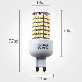 7W G9 LED Corn Lights T 138 SMD 3528 450 lm Warm White AC 220-240 V