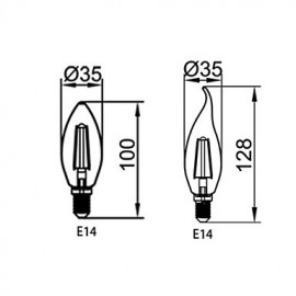 1 pcs E14 5W / 6W 6 COB 600 lm Warm White C35 edison Vintage LED Filament Bulbs AC 220-240 V