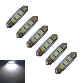 6pcs Festoon 36mm 1W 3x5050SMD 60LM 6000-6500K Cool White Reading Light LED Car Light (DC 12V)