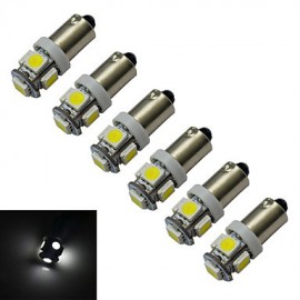 6pcs BA9S 1W 5X5050SMD 70-100LM 6000-6500K Cool White LED Car Light (DC 12V)