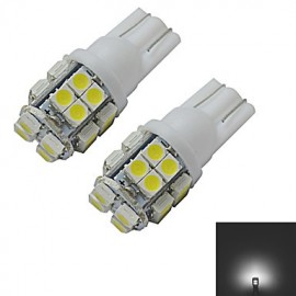 2pcs T10 1.2W 20X3528SMD 85LM 6000-6500K Cool White Inverted Side Wedge Light LED Car Lights (DC 12V)