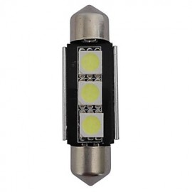 2pcs Festoon 39mm 1W 3x5050SMD 60-70LM 6000-6500K Cool White Light LED Car Light (DC 12V)