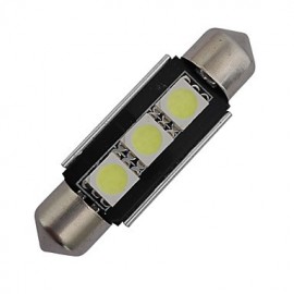 2pcs Festoon 39mm 1W 3x5050SMD 60-70LM 6000-6500K Cool White Light LED Car Light (DC 12V)