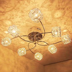 Max 20W Modern/Contemporary Crystal / Bulb Included Electroplated Flush Mount Living Room