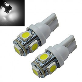 2pcs T10 1W 5X5050SMD 70-90LM 6000-6500K Cool White LED Car Light (DC 12V)