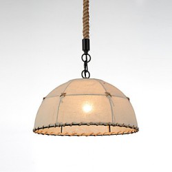 Half Round-shaped/1 Lights/Pendant Lamps/Vintage Style/Industry Style/Yellow/Cloth & Metals Drop Light