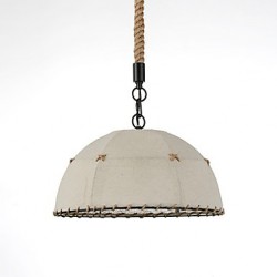 Half Round-shaped/1 Lights/Pendant Lamps/Vintage Style/Industry Style/Yellow/Cloth & Metals Drop Light