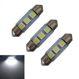 3pcs Festoon 36mm 1W 3x5050SMD 60LM 6000-6500K Cool White Reading Light LED Car Light (DC 12V)