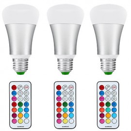 3pcs-10W E26/E27 LED Bulbs Color Changing Daylight White 2-in-1 Dimmable with Remote Control 60W ReplacementRGBW