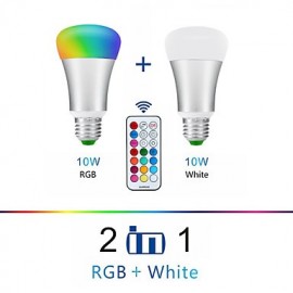 3pcs-10W E26/E27 LED Bulbs Color Changing Daylight White 2-in-1 Dimmable with Remote Control 60W ReplacementRGBW