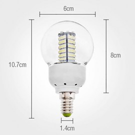 6W E14 LED Globe Bulbs G60 120 SMD 3528 500 lm Natural White AC 110-130 / AC 220-240 V