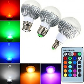 E14 / E26/E27 / B22 5W 3 High Power LED 400lm RGB Dimmable / Remote-Controlled LED Globe Bulbs AC 85-265 V