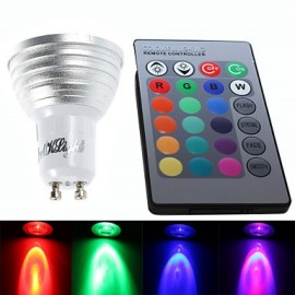 1PCS GU10 3W 1-LED Decoration Bulb Remote Lamps RGB Light 260lm - White (AC 85~265V)