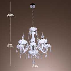 Elegant Crystal Chandelier with 5 Lights in White