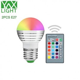 2 Pcs E27/E26/E14 RGB Lamp Led Bulbs 5W Colorful RGB Bulb 85-265V Chandeliers Led Light + IR Remote Controller