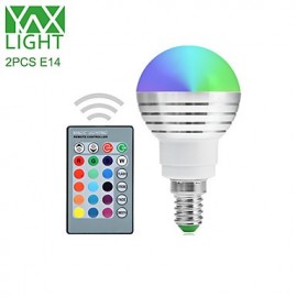 2 Pcs E27/E26/E14 RGB Lamp Led Bulbs 5W Colorful RGB Bulb 85-265V Chandeliers Led Light + IR Remote Controller