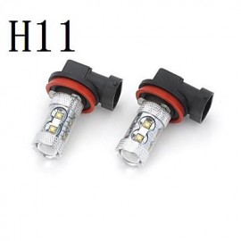 High Power H7/H3/H1/H4/H11 50W 3000LM Cool White Light 10-Cree LED Car Fog/Head Light(12V/2pcs)