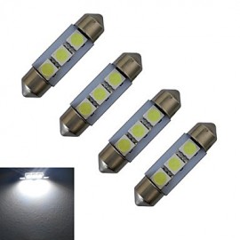 4pcs Festoon 36mm 1W 3x5050SMD 60LM 6000-6500K Cool White Reading Light LED Car Light (DC 12V)