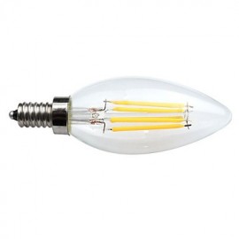 6 pcs 4W E12 LED Filament Bulbs C35 4 COB 380 lm Warm White(110V-130V) Dimmer