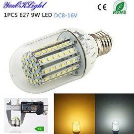 1PCS E27 9W 800lm 90-3528SMD High brightness &long life 45,000H LED Light Low voltage dc voltage DC8-16V