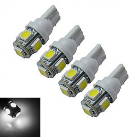 4pcs T10 1W 5X5050SMD 70-90LM 6000-6500K Cool White LED Car Light (DC 12V)