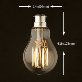 2PCS 8W B22 LED Filament Bulbs G60 8 COB 800 lm Warm White Dimmable AC 220-240 AC 110-130 V