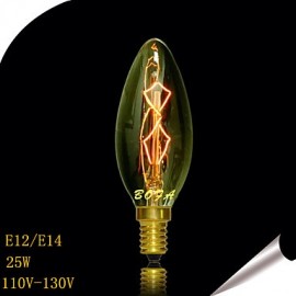 25W C35 Edison Tungsten Incandescent Lights For Crystal Candle Bulb Bubble Bullet (Assorted Color)