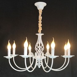 European Simple Iron Living Room Dining Room Lamp Candle Lamp 8 Bedroom Study Game Hall Chandelier