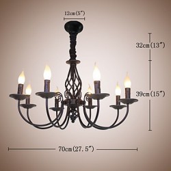 European Simple Iron Living Room Dining Room Lamp Candle Lamp 8 Bedroom Study Game Hall Chandelier