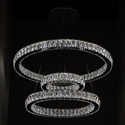 LED Crystal Pendant Lights Modern Lighting Three Rings D406080 K9 Large Crystal Hotel Ceiling Light Fixtures