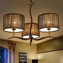 3 Light Traditional/Classic Chandelier with Simple Fabric Drum Shade