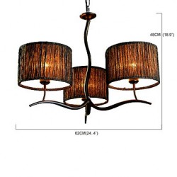 3 Light Traditional/Classic Chandelier with Simple Fabric Drum Shade