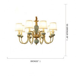 Chandelier Traditional/Classic Country Brass Feature for LED Mini Style Metal Living Room Bedroom Dining Room Study Room/Office 8 Bulbs