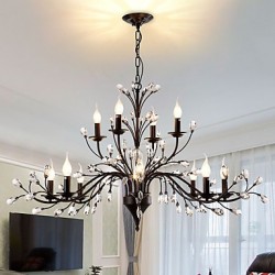 12 Lights Crystal Chandelier Modern/Contemporary Traditional/Classic Vintage Retro Country Painting Feature for Living Room