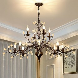 12 Lights Crystal Chandelier Modern/Contemporary Traditional/Classic Vintage Retro Country Painting Feature for Living Room