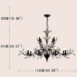 12 Lights Crystal Chandelier Modern/Contemporary Traditional/Classic Vintage Retro Country Painting Feature for Living Room